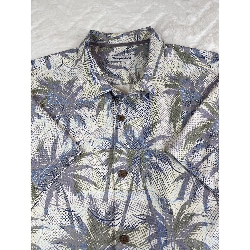Tommy Bahama IslandZone Palm Exposure Camp Shirt Mens (L) Silk Blend Hawaiin